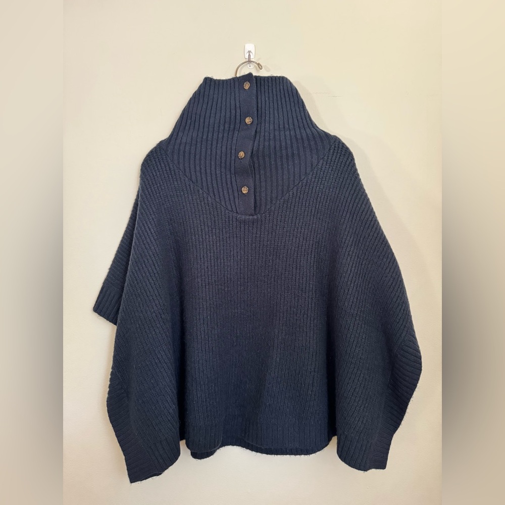 LOFT women's turtleneck poncho sweater with button details - Picture 5 of 8